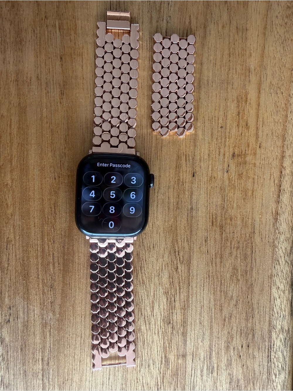Rose Gold Metal Link Watch Band with Extra Links